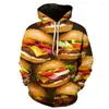 Herren Hoodies Coole Mode Hamburger Muster Sweatshirts Männer Frauen 3D-gedruckte Tops