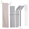 Drinking Straws 6X241Mm Colorf Stainless Steel Sts Reusable Straight And Bent St Cleaning Brush For Home Kitchen Bar Drop Delivery Gar Otycl