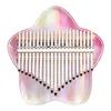 Novità Articoli 17 tasti Kalimba Thumb Piano Trasparente Star Cute Moon Pattern Style Strumento a tastiera a 21 tasti con custodia Tuning Hammer 230727