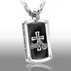 Biker'S Blessing Engraved Pendant Necklace Steel Prayer Cross Gift For Motorcycle Riders Car Interior Hanging Ornaments Decor223o