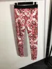 Women Tracksuit Vest Pants Two Piece Set Retro Floral Print Top Letter Ribbon Midje Tank Red Prints Stretchy Skinny Botts Designer Suit Tracksuits Womens