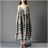 Basic Casual Dresses Women Cotton Linen Boho Maxi Dress Big Size Sleeveless Spaghetti Strap Summer Loose Kaftan Vestidos Long Over Otv3L