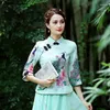 Roupas étnicas SHENG COCO S-4XL Blusa Chinês Tradicional Cheongsam Impressão de Pavão Qipao Tops Camisas Femininas Melhorar Moden Hanfu