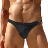 Roupa de banho masculina Cuecas de biquíni de banho sexy para homens Calções de banho com trava de metal Gay Maiô Maiô Shorts de praia Mini Slip Seobean 2023