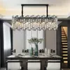 New Post-modern Black Chandelier Lighting Rectangle Dining Room Kitchen Island LED Light Fixtures Hanging Cristal Lamps MYY193q