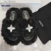 Slippers Smfk Plush Cross Slippers Женская шерсть удобная плоская дна дома с одним словом национальные сандалии Tide Sandals Summer 2022 Новый J230728