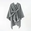 Scarves 2023 Women Winter Solid Color Cashmere Big Shawl Scarf Warm Ponchos And Capes Blanket Fashion Lady Slit Cape Neckerchief