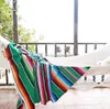 Filtar mexikansk stil regnbåge randig filt ren bomullsoffa cobertor hängande tapestry för sängplan resor med tofs 230727