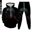 Herrspårar universum Galaxy Planet Moon Black Hole Earth Harajuku kostym 2 bitkläder för män hoodies jogging byxor uppsättningar plus storlek