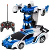 Electric/RC Car 2 in 1 Electric RC Car Transformation Robots Children Boys Toys Outdoor Remote Control Sports Deformation Car Robots Model Toy 230728