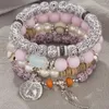 Strand DIEZI Arrival Multilayer Acrylic Beads Bracelet For Women Girls Bohemian Angle Wing Charm Elastic Rope Jewelry