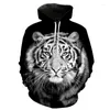 Sweats à capuche pour hommes automne et hiver mode impression 3D sweats hommes/femmes Jungle tigre imprimé vêtements Harajuku sweat à capuche surdimensionné