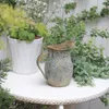 Dekorativa föremål Figurer Rustik Shabby Chic Vase Vintage Galvanized Flower Metal French Style Farmhouse Pitcher 230727