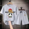 Men's Tracksuits 2023 T-shirt Shorts Set Summer Luxury Skate Bear Letter Print Cotton Sweatwear 2-Piece Fashion Street Apparel