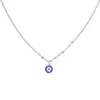 100% 925 Sterling Silver Blue Zircon Round Eye Pendant Chain Necklace High Quality Women Men Boy Iced Out Full Paved Zirconia Hip Hop Fashion Gift Jewelry