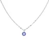 100% 925 Sterling Silver Blue Zircon Round Eye Pendant Chain Halsband Högkvalitativa kvinnor Män pojke isade ut full asfalterad zirkonia hiphop mode gåva smycken