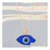 Pendentif Colliers 7 Couleurs Vintage Ethnique Ovale Turquie Mauvais Yeux Collier Pour Femmes Or Couleur Blue Eye Choker Clavicule Chaîne Turc Dhkhu