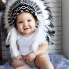 Enfant bébé casquette Style indien plume bandeau coiffure fête décoration Po Prop maison décoratif hommes chapeau Y200903296N