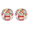 Держатели свечей 2pcs Mosaic Glass Tea Light Holder Romantic Deocrative Amented для гостиной