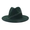 Extérieur vert intérieur léopard Patchwork laine feutre Jazz Fedora chapeaux femmes hommes hiver vert Panama deux tons fête chapeau formel