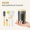 Other Baby Feeding Portable Bottle Brush Kit Travel Cleaning Set with Magnetic Drying Rack Soap Dispenser Storage Cup 230727