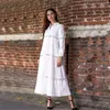 Robes décontractées femmes col en v Maxi longue robe printemps 2023 dentelle couture blanc élégant dame manches coupe ample plage robe d'été