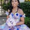 2024 Мексиканские сексуальные платья Quinceanera с открытыми плечами и объемной цветочной аппликацией Vestidos XV Anos Sweet 16 robe de soiree