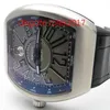 Mens best verkopende topkwaliteit Vanguard V45 zilvergrijs GF Factory Asia 2824Black Gummy Leather Exploded Numbers Automatisch uurwerk 188C