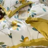 Ensembles de literie Svetanya Jaune Citron Fruit Frais Ensemble Satin Coton Égyptien Housse de Couette Reine King Size Draps Taies D'oreiller 230727