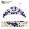 Tiara de contas de cristal feitas à mão de luxo com 6 cores para mulheres, meninas, festa de casamento, noiva, princesa, coroa, joias, cabelo