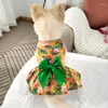 Vestuário para cães Roupas de Halloween Vestido Floral Princesa Primavera Verão Engraçado Roupas para Animais de Estimação Bonito Estampado Cachorrinho Gato Saia Fina