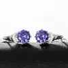 Ear Cuff Kuololit Tanzanite Gemstone Clip Earrings for Women Solid 925 Sterling Silver Engagement Created Gemstone Earrings Fine Jewelry 230728