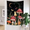 Objets décoratifs Figurines Champignon Lune Étoile Tapisserie Bohème Plantes Florales Debout Esthétique Tenture Murale Tapisseries pour Chambre Noir Tapis Décor 230727