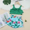 Kleidung Sets Bär Führer Mädchen Sommer Ärmelloses T-shirtPrint Bogen Rock 2 stücke für Kinder Baby Kleidung Outfits 230728