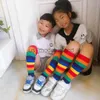 Crianças crianças meninos meninas arco-íris listra streetwear hip hop crianças palco mostrar bezerro comprimento sugerir 2-10 ano l240104