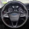 Housse de volant de voiture en cuir synthétique noir pour Ford Focus 3 2015-2018 Kuga 2016-2018 Escape 2016-2018213E