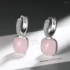 Orecchini a cerchio SuyixianOccident Crystal Geometric Square Ear Buckle Simple Light Luxury 925 Sterling Silver Gioielli di alta qualità Regali