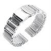 Watch Bands 202224mm HQ Shark Mesh Silver Stainless Steel Watchband Replacement Bracelet Men Folding Clasp with Safety Band Strap 230727