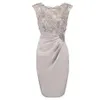 Selling Knee Length Chiffon Scoop Mother Of the Bride Dresses In Stock with Lace Beaded282G