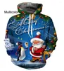 Męskie bluzy swetra choinki dla mężczyzn i kobiet miłośnicy Święty Bluzę z kapturem Santa Claus Elk 3D