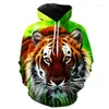 Erkek Hoodies Sonbahar ve Kış Moda 3D Priting Sweatshirts Erkekler/Kadınlar Jungle Tiger Baskılı Giysiler Harajuku Büyük Boy Hoodie