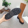 New Motorcycle Knee Ankle Boots Round toe pumps heels women's luxury designer Fashion Booties Vegetable tanned cow leather sole factory footwear Size 35-40