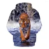 Erkek Hoodies Sonbahar ve Kış Moda 3D Priting Sweatshirts Erkekler/Kadınlar Jungle Tiger Baskılı Giysiler Harajuku Büyük Boy Hoodie