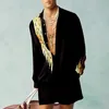 Herrjackor etnisk stil retro skjorta två stycken uppsättning för mäns hawaii långärmad sommar fritids semester strandtröjor 230727