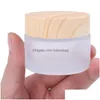 Bottiglie di imballaggio Vaso di vetro smerigliato Cura della pelle Bottiglia di crema per gli occhi Vasetti riutilizzabili Vaso contenitore cosmetico con coperchi in plastica per venature del legno 5G 10 Otddb