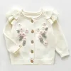 Completi di abbigliamento Primavera Autunno Infantile Neonate Maglia a maniche lunghe Fiore Cappotto Bretelle Pagliaccetti Vestito da ragazza per bambini Vestiti 03Yrs 230728