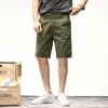 Pantaloncini da uomo Cotone Elastico Casual Estate Tinta unita Moda Cargo Gamba dritta Abbigliamento maschile di marca Nero Verde