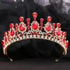 Luxury Princess Tiara Crown Vintage Green Red Blue Crystal Tiara Women Wedding Headdress Gift Hair Jewelry