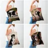 Borse per la spesa Borsa da donna scozzese Border Collie Borsa pieghevole riutilizzabile per animali casual Borsa a tracolla da viaggio alla moda su entrambi i lati