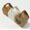 20 teile / los Große Kraftpapier-geschenkbox mit Griff Hochzeit Geburtstag Weiße Pappe Kuchen Box Schwarz Cupcake Box Für Packagi291M